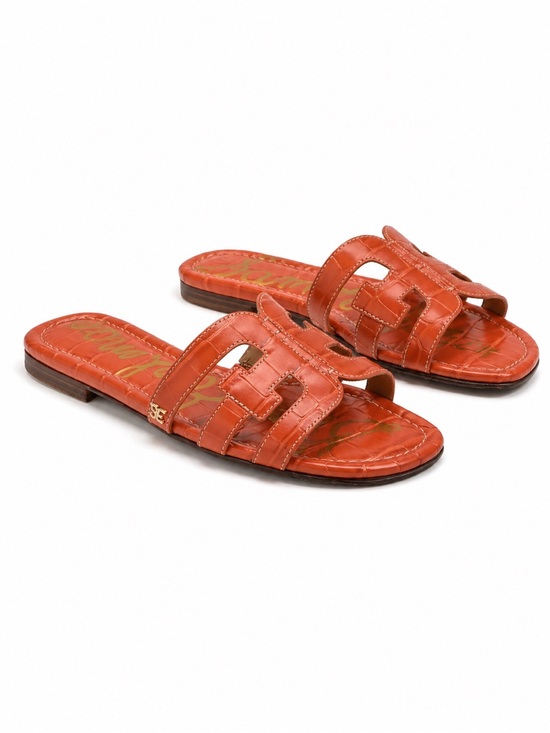 Sam Edelman Shoes - Sam Edelman Bay Slide Sandals Orange Leather Croc Size 8 Designer